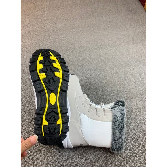 Earlde Women 40 Beige Gray Black Faux Fur Insulated Snow Boots Casual - Picture 7 of 9